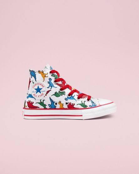 Girls' Converse Chuck Taylor All Star Dinosaurs High Top Shoes White / Red / Blue | AU 5C34EU